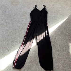 Stylish Black Jumpsuit with Red Accents